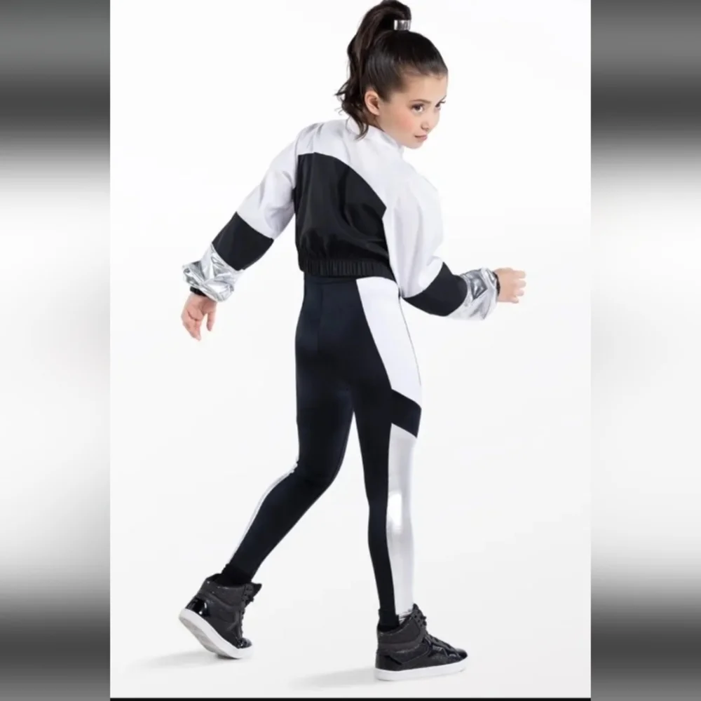 Weissman Dance Costume Jumpsuit With Jacket Black Gold White Style 14753 Child L